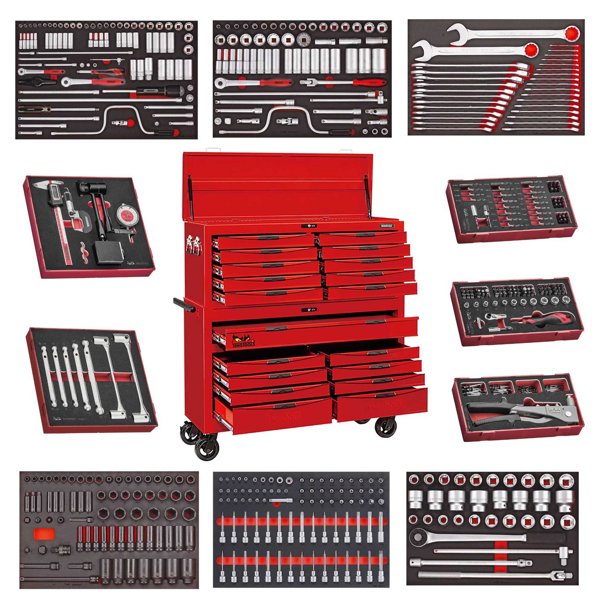Teng Tools 53" PRO Monster FOAM Tool Kit 1115 Pieces Red — TCEMM1117N