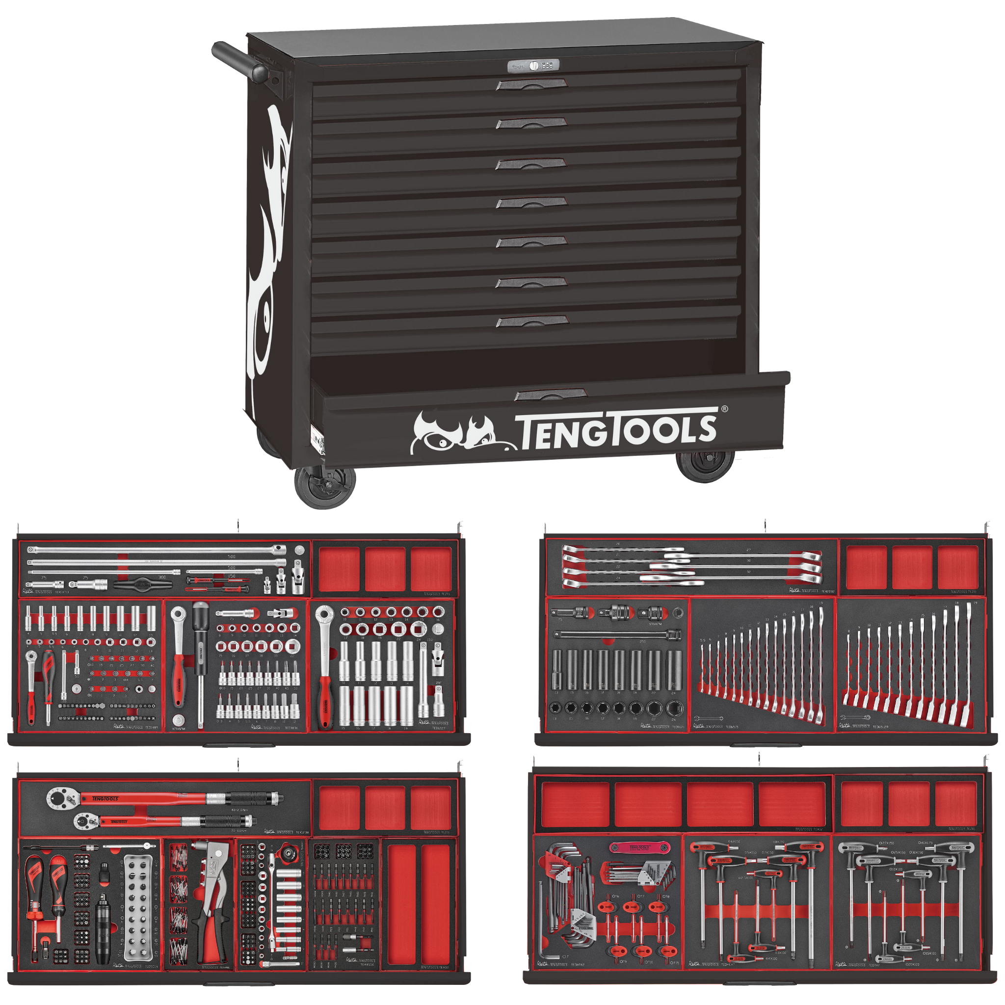 Teng Tools 37" PRO Cabinet FOAM Tool Kit 637 Pieces Black LE — TCEMM637NBK