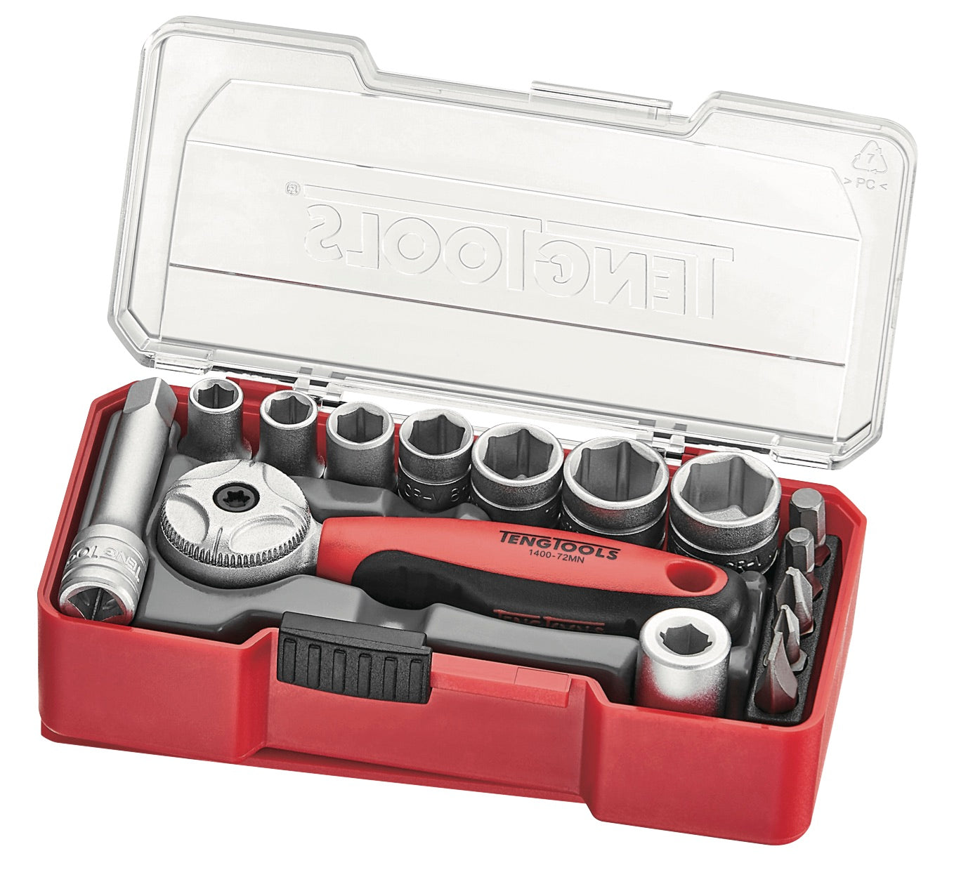 1/4" Socket Set 6 Point With Belt Clip 15 Pieces — Teng Tools TJ1415