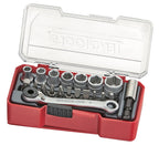 Juego de vasos de 1/4" con clip para cinturón y 20 piezas Teng Tools TJ Tray