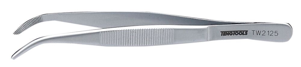 Teng Tools Tweezer 125mm Bent/Serrated — TW2125