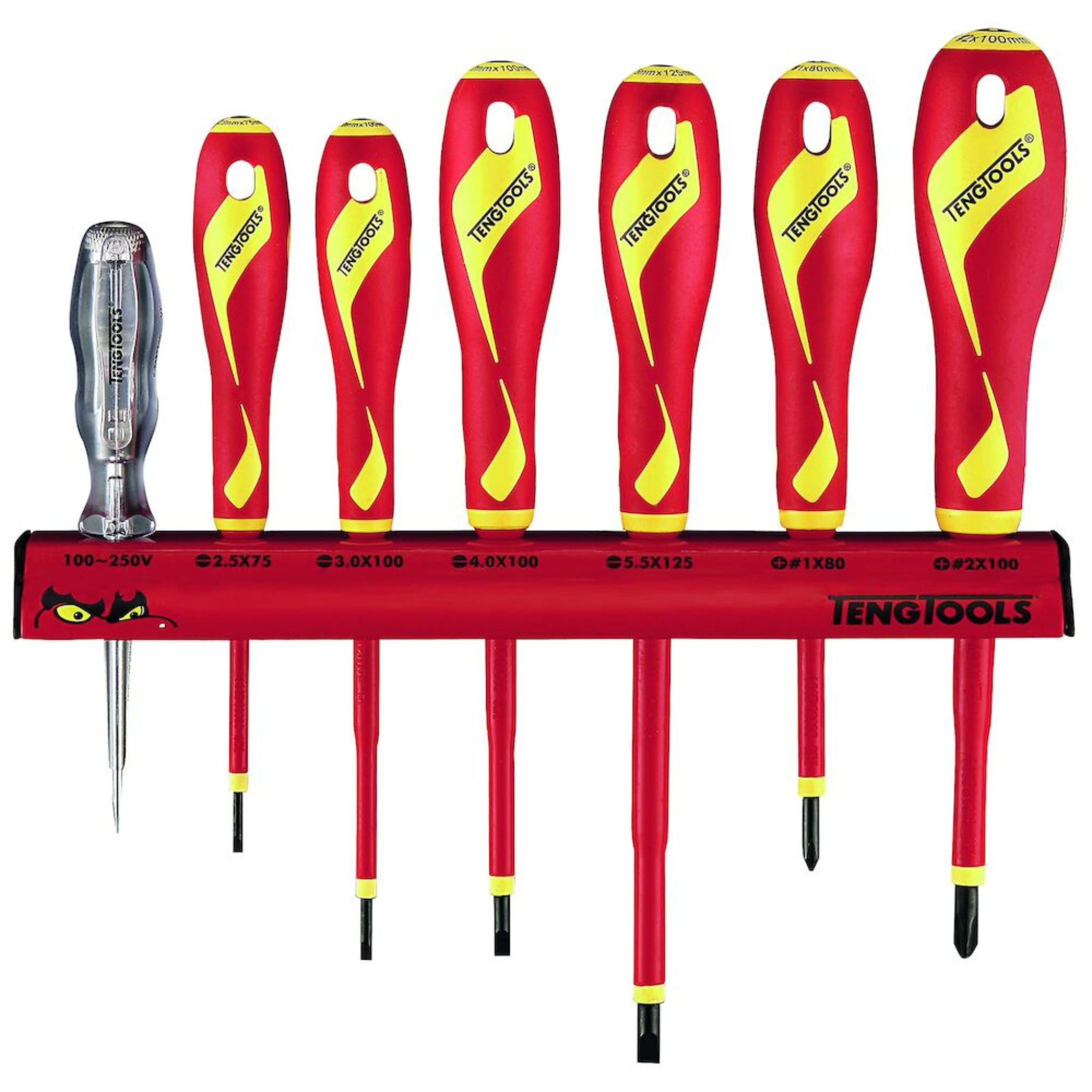 Insulated Screwdriver Set Flat & PH Wall Rack 7 Pieces — Teng Tools WRMDV07N