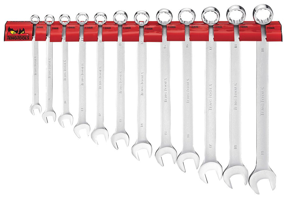 Teng Tools Long Combination Spanner Set Wall Rack 12 Pieces — WRSP12LMP