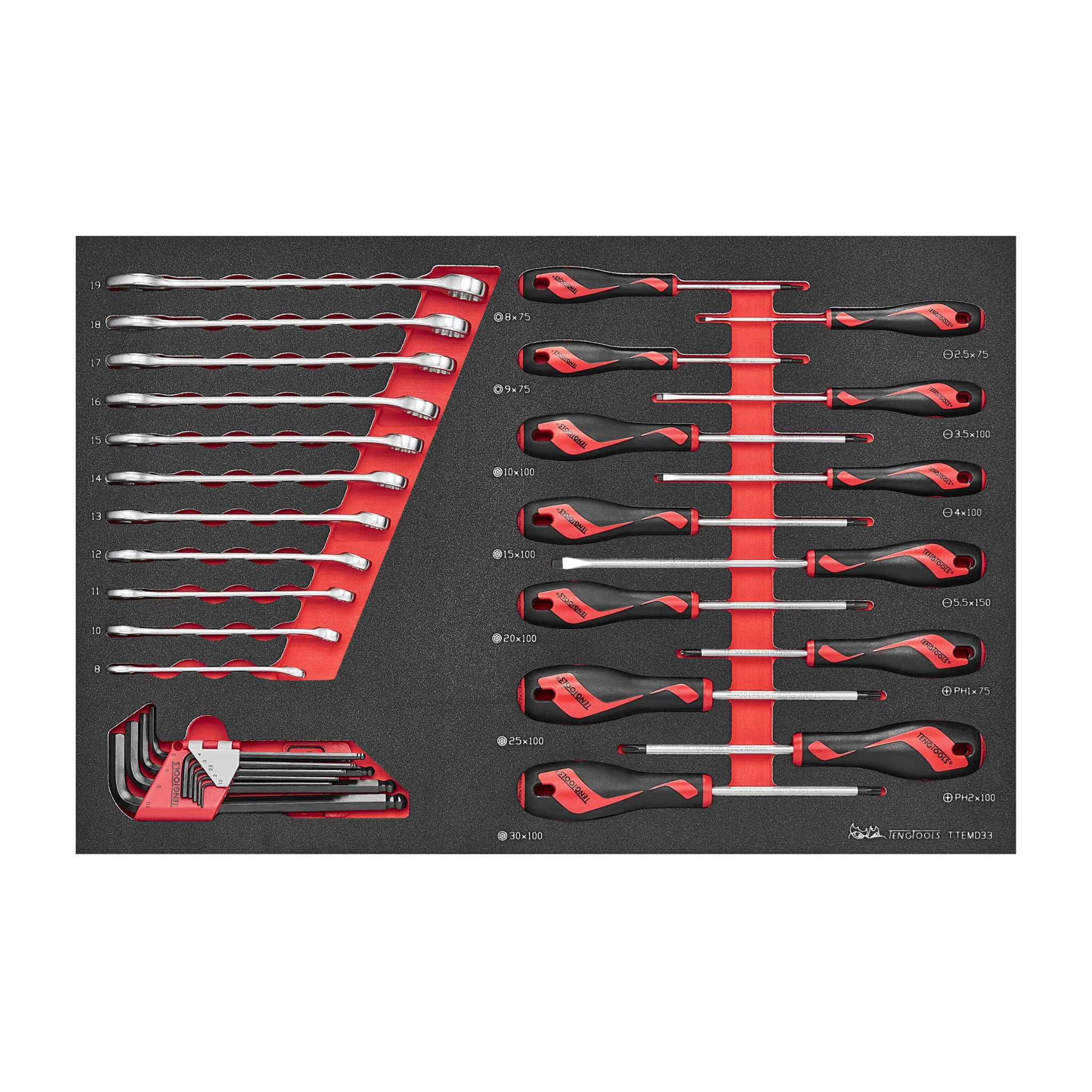 Screwdriver & Spanner Set FOAM4X4 33 Pieces
