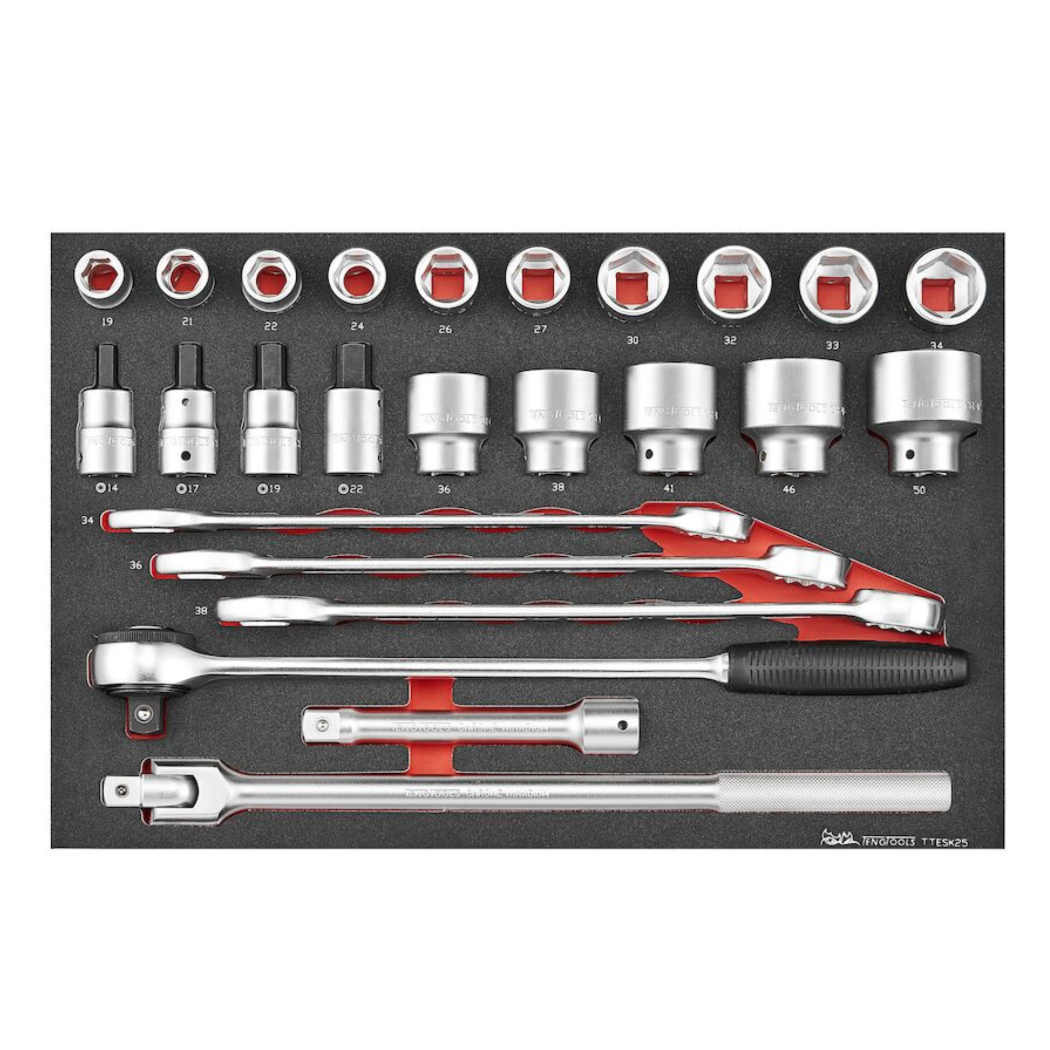 Metric 6-Point Socket & Spanner Set FOAM4X4 25 Pieces