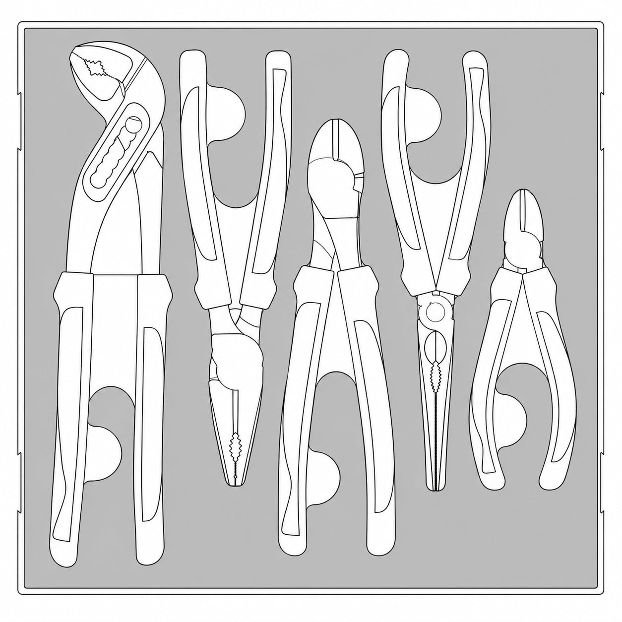 Plier Set TPR Grip FOAM2 5 Pieces