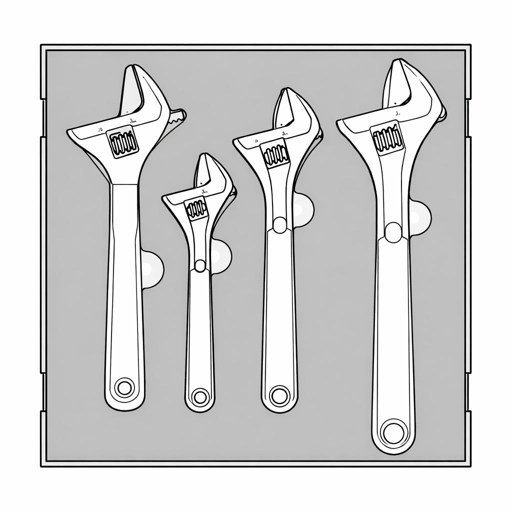 Adjustable Wrench Set FOAM2 4 Pieces