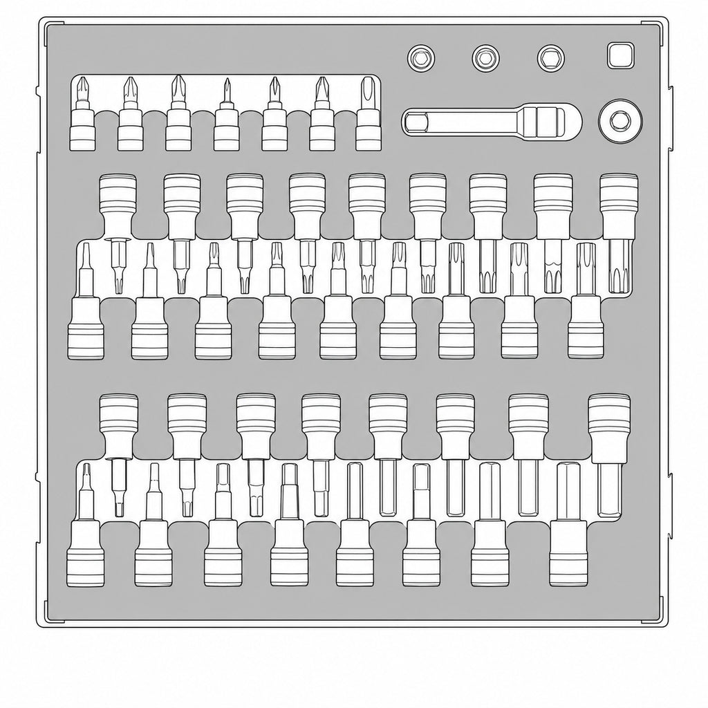 1/4 & 3/8 Bit Socket Set FOAM2 47 Pieces
