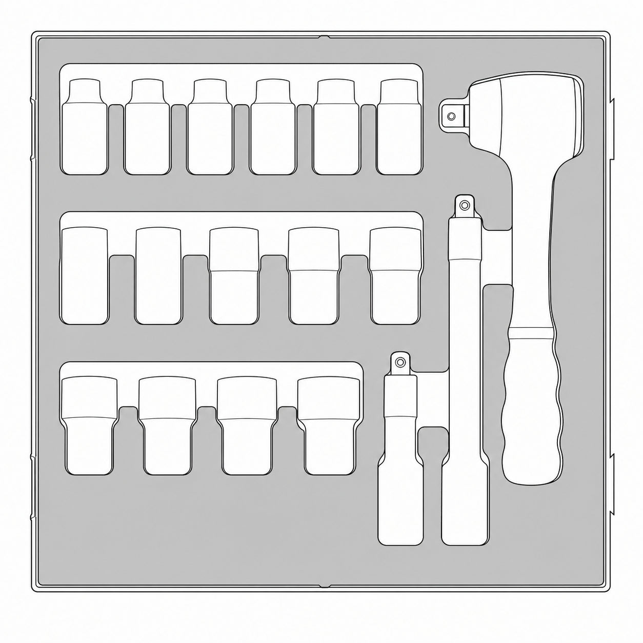3/8 Insulated Socket Set Foam2 18 Pieces