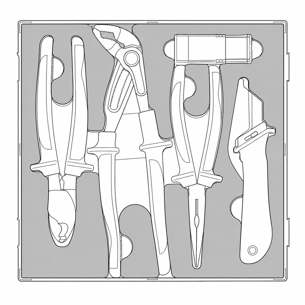 Insulated Plier & Knife Set FOAM2 8 Pieces