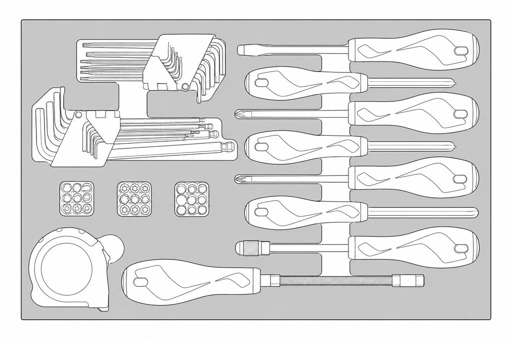 Screwdriver & Hex/TX Key Set 2 FOAM3 54 Pieces