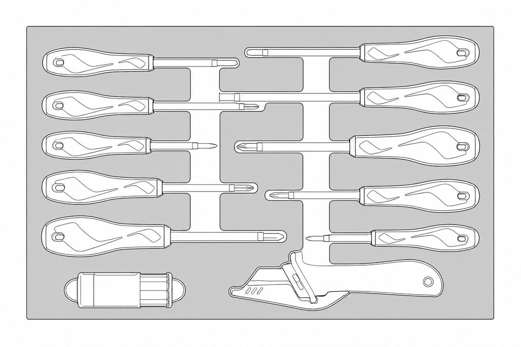 Insulated Screwdriver & Knife Set FOAM3 15 Pieces
