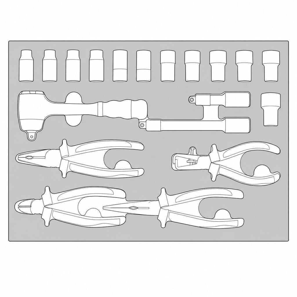 Insulated Socket & Pliers Set FOAM3 19 Pieces