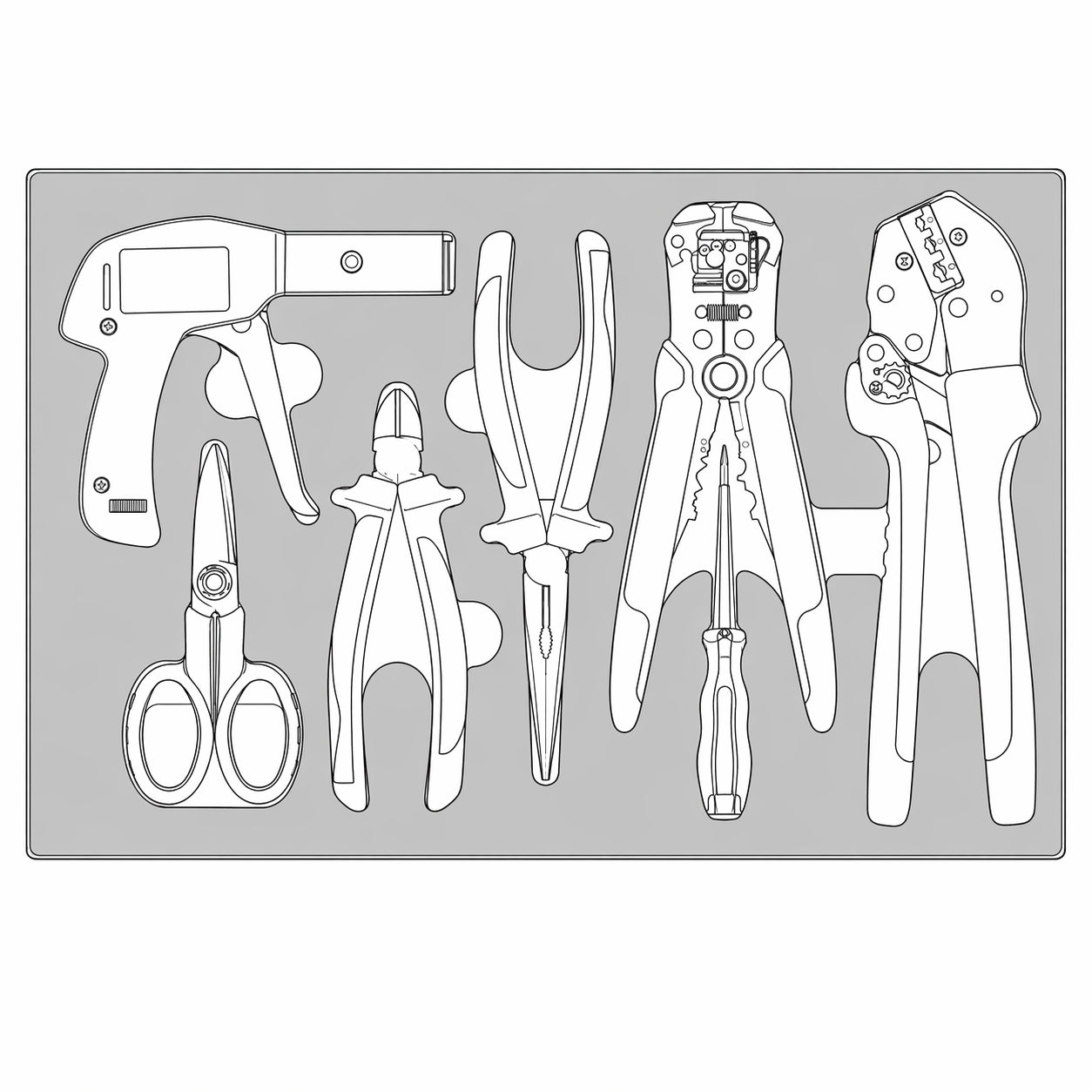Teng Tools Electrician Tool Set FOAM3 7 Pieces — TEFX07A