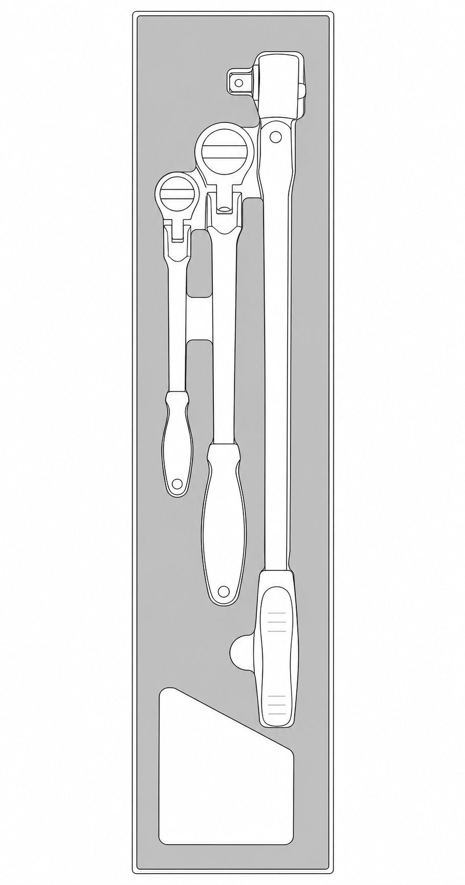 Long Arm Ratchet Flex Head Set FOAMX4 3 Pieces