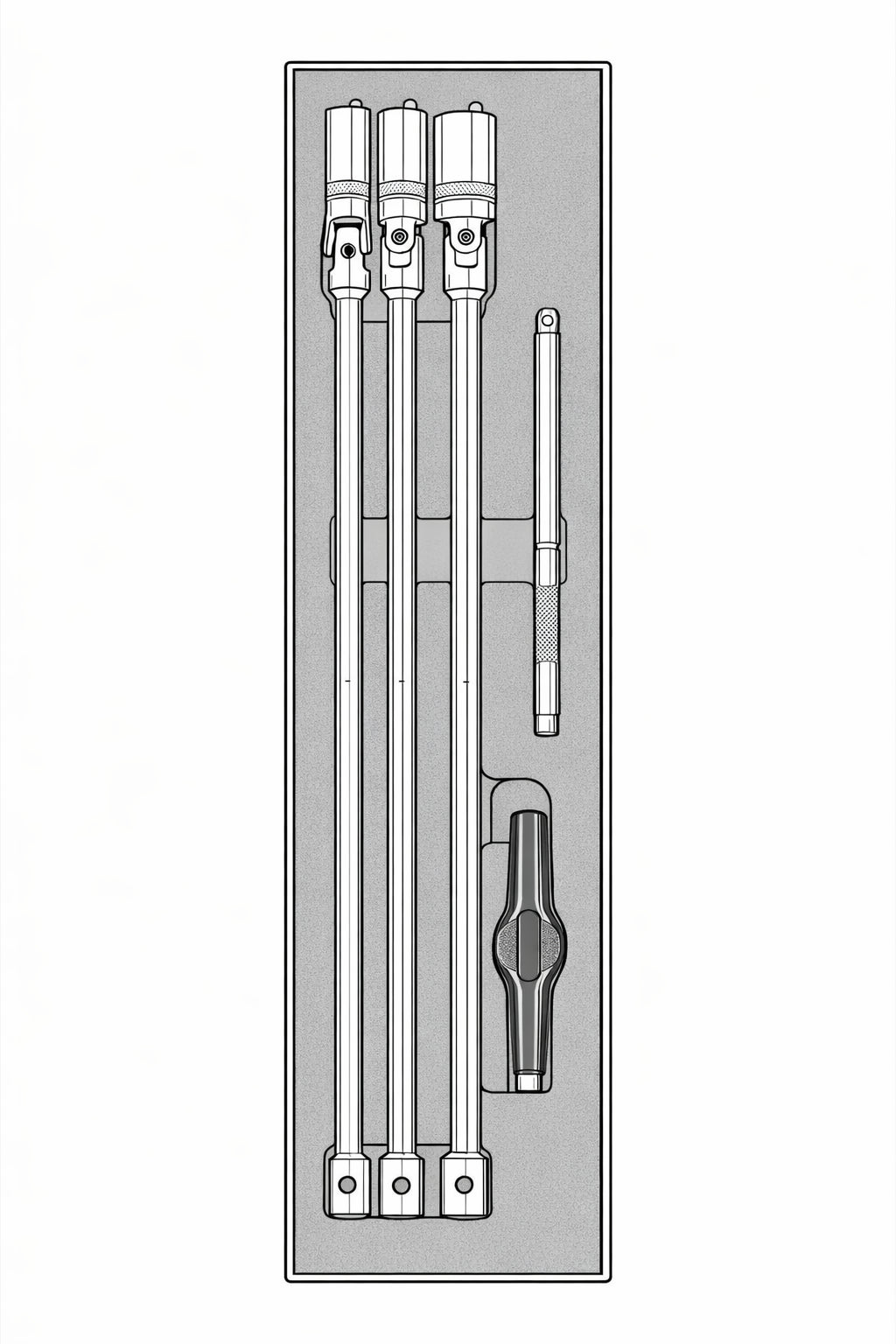 3/8 T-Bar Spark Plug Socket Set FOAMX4 5 Pieces
