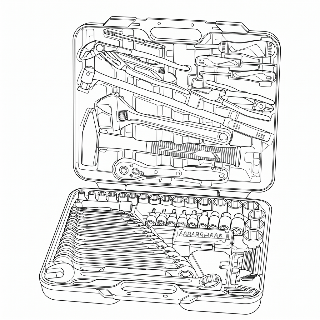 1/2" Drive Heavy Duty Vehicle Socket & Tool Set with Engineers Hammer 105 Pieces