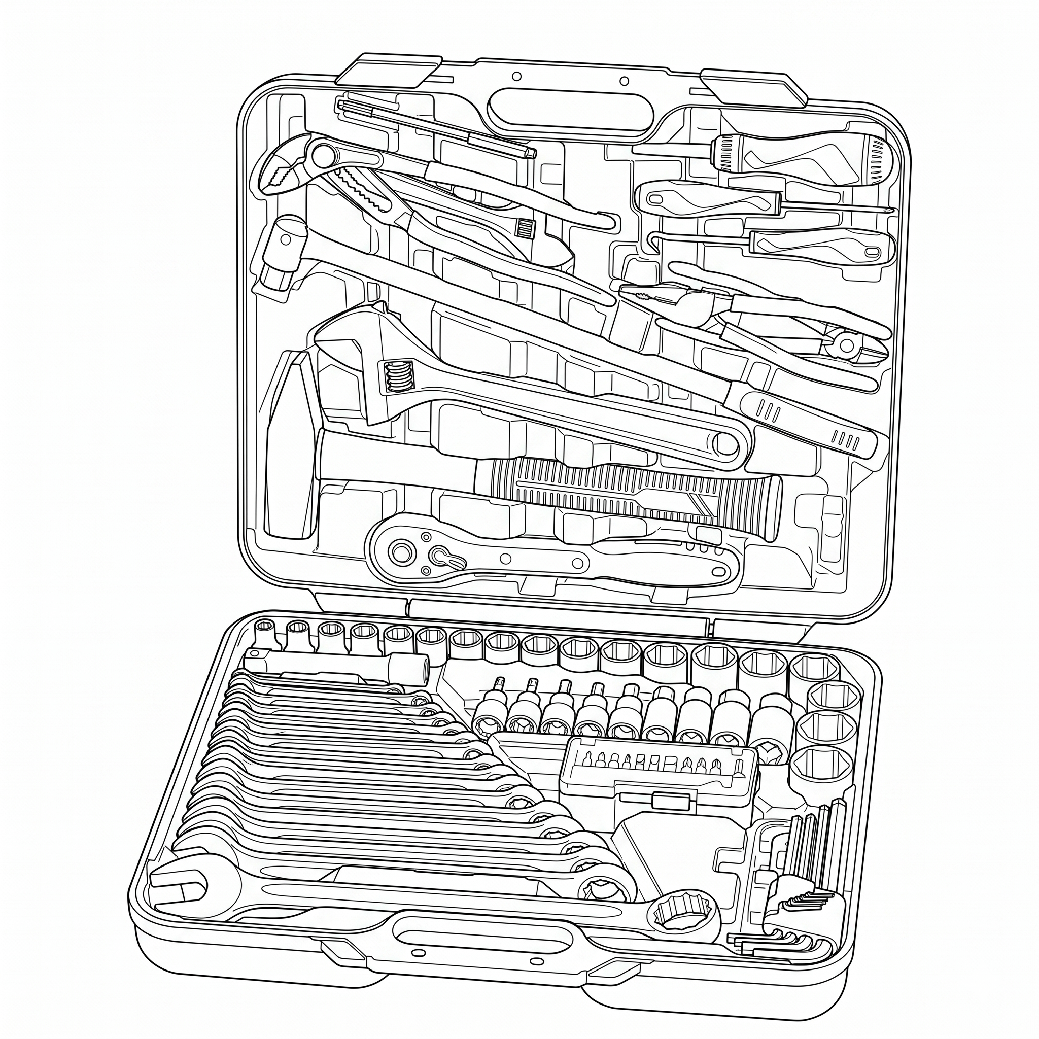 1/2" Drive Heavy Duty Vehicle Socket & Tool Set with Engineers Hammer 105 Pieces