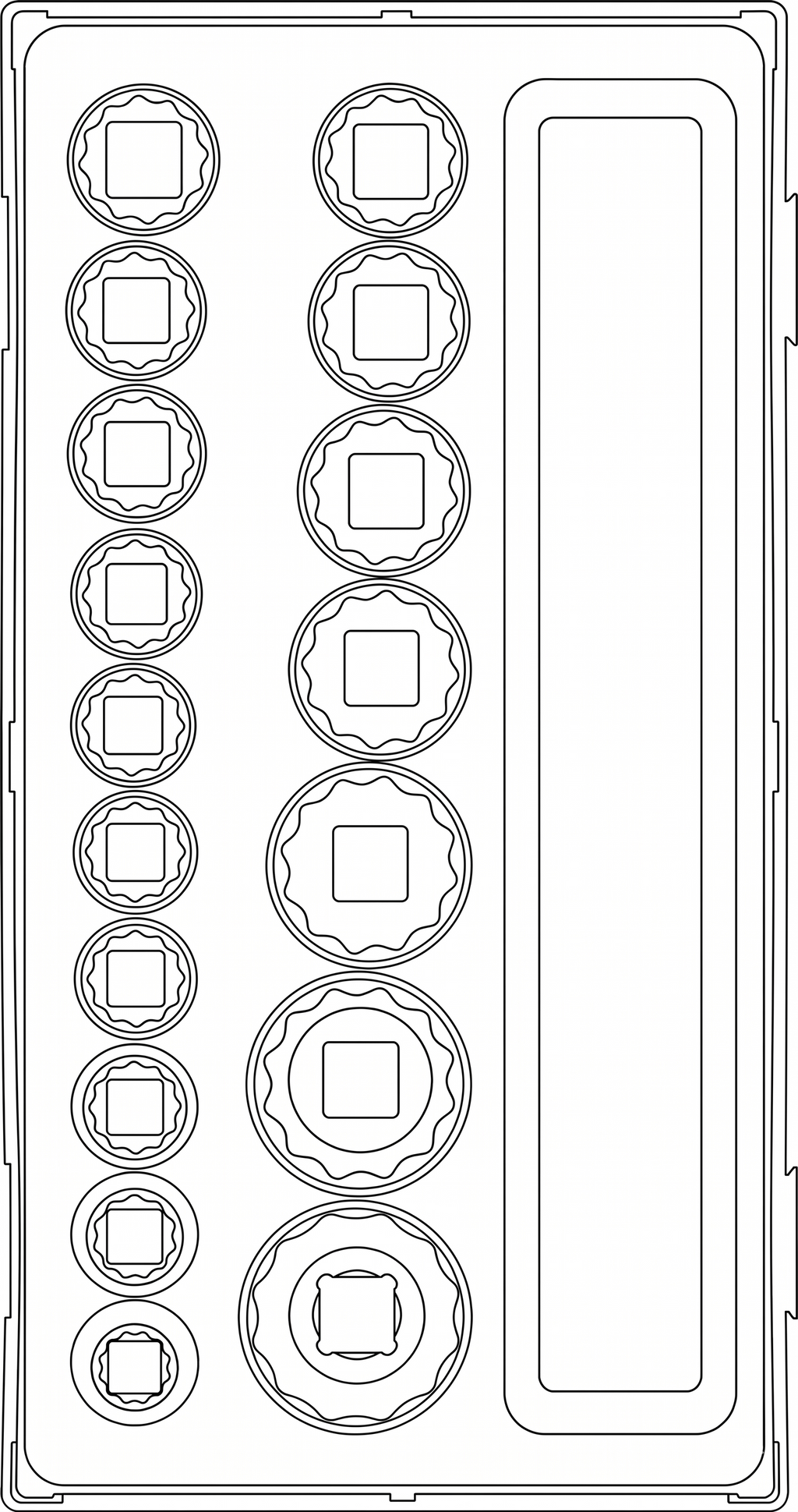 1/2 Socket Set 12 pt TT1 17 Pieces
