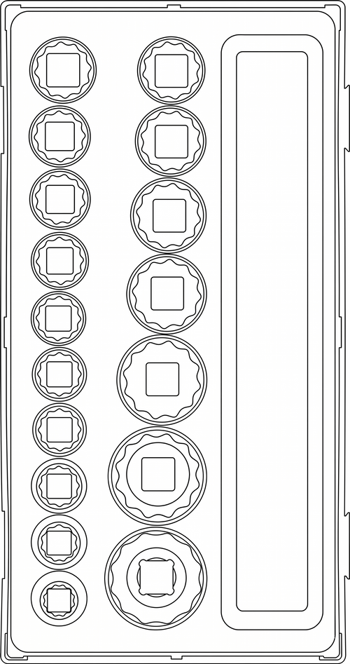 1/2 Socket Set 12 pt TT1 17 Pieces