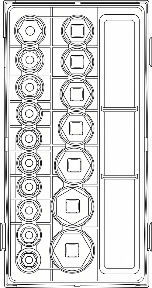 1/2 Socket Set 6 pt TT1 17 Pieces
