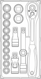 Juego de vasos Teng Tools de 1/2" 12 PUNTAS TT1 17 piezas — TT1218