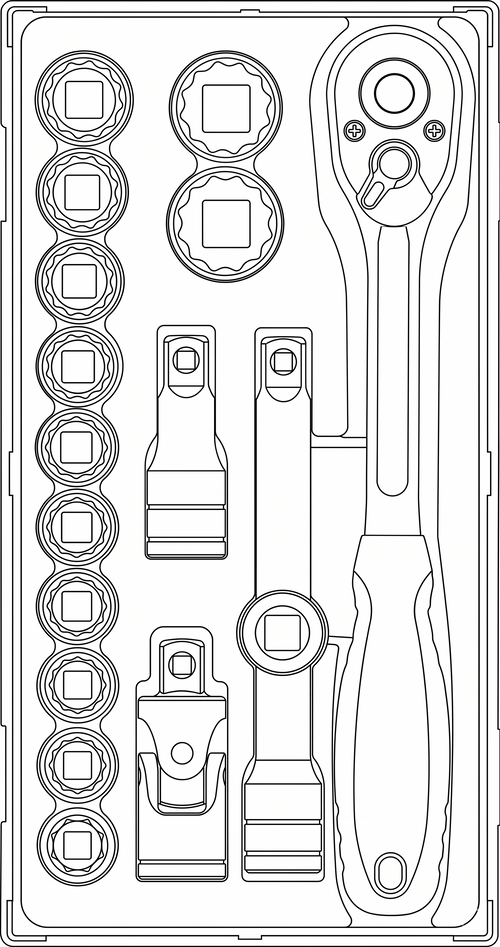 1/2 Socket Set 12 pt TT1 17 Pieces