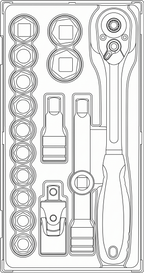 Juego de llaves de vaso Teng Tools de 1/2" y 6 caras TT1 de 17 piezas — TT1218-6