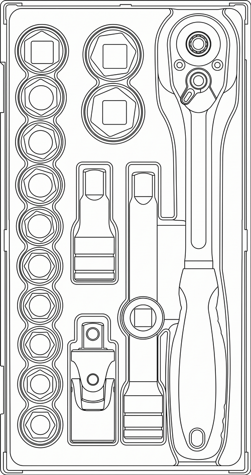 1/2 Socket Set 6 pt TT1 17 Pieces