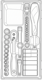 Juego de vasos de 1/4" Teng Tools de 6 puntas TT1 de 35 piezas — TT1435