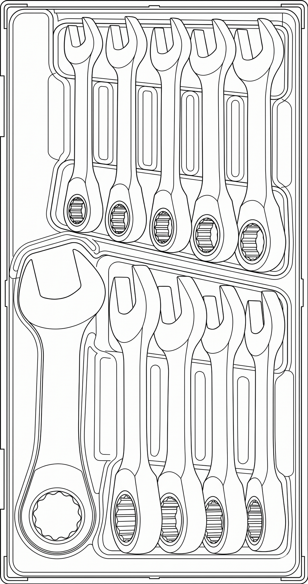 Stubby Ratcheting Combination Spanner Set TT1 10 Pieces