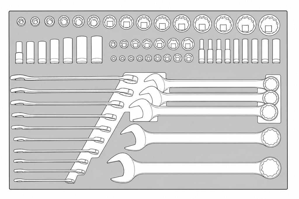 Socket & Combination Spanner Set AF FOAM4X4 62 Pieces