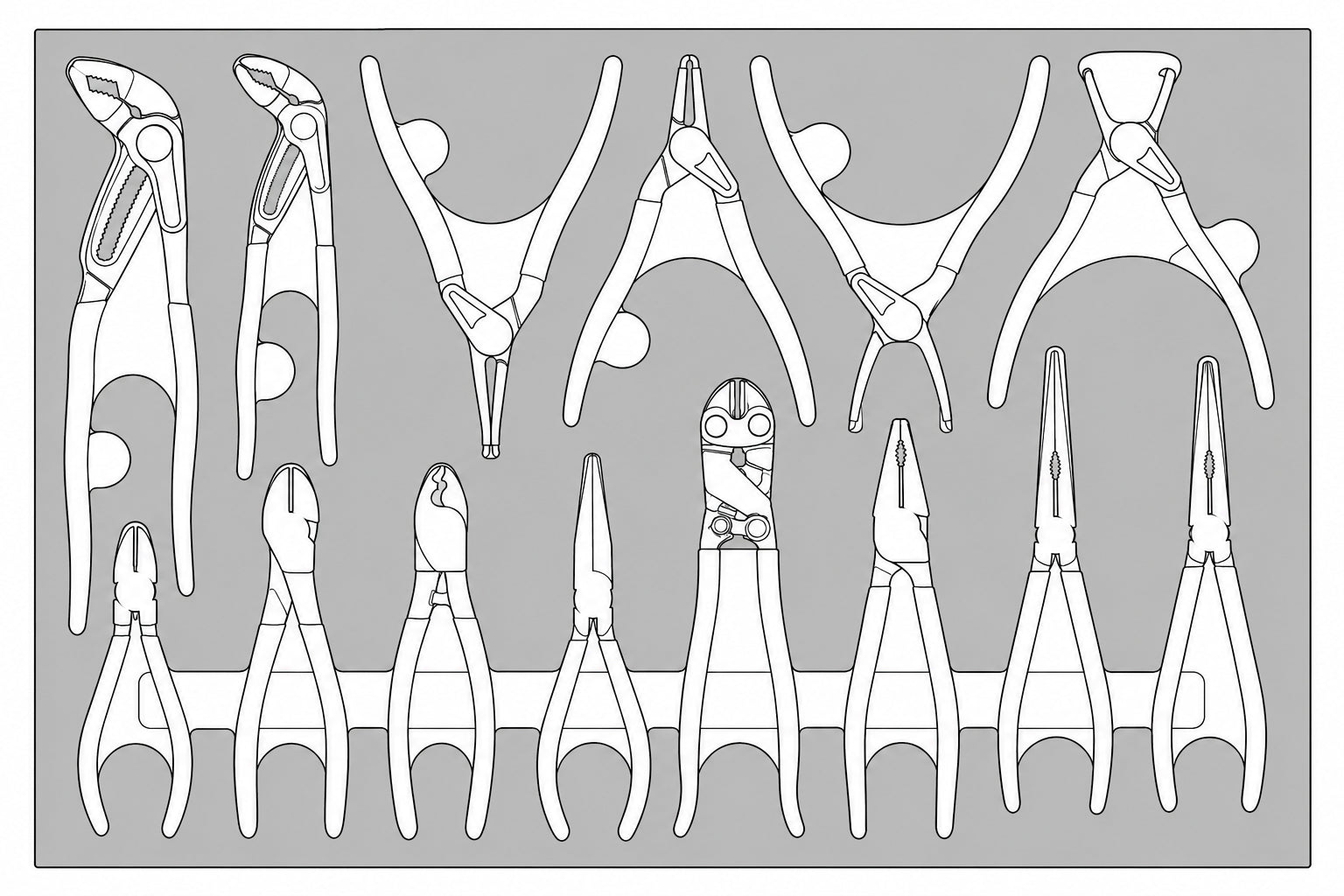 Plier Set Vinyl Grip Q FOAM4X4 14 Pieces