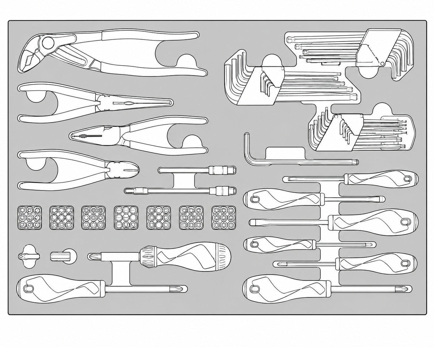 Screwdriver & Plier Set FOAM4X4 114 pieces