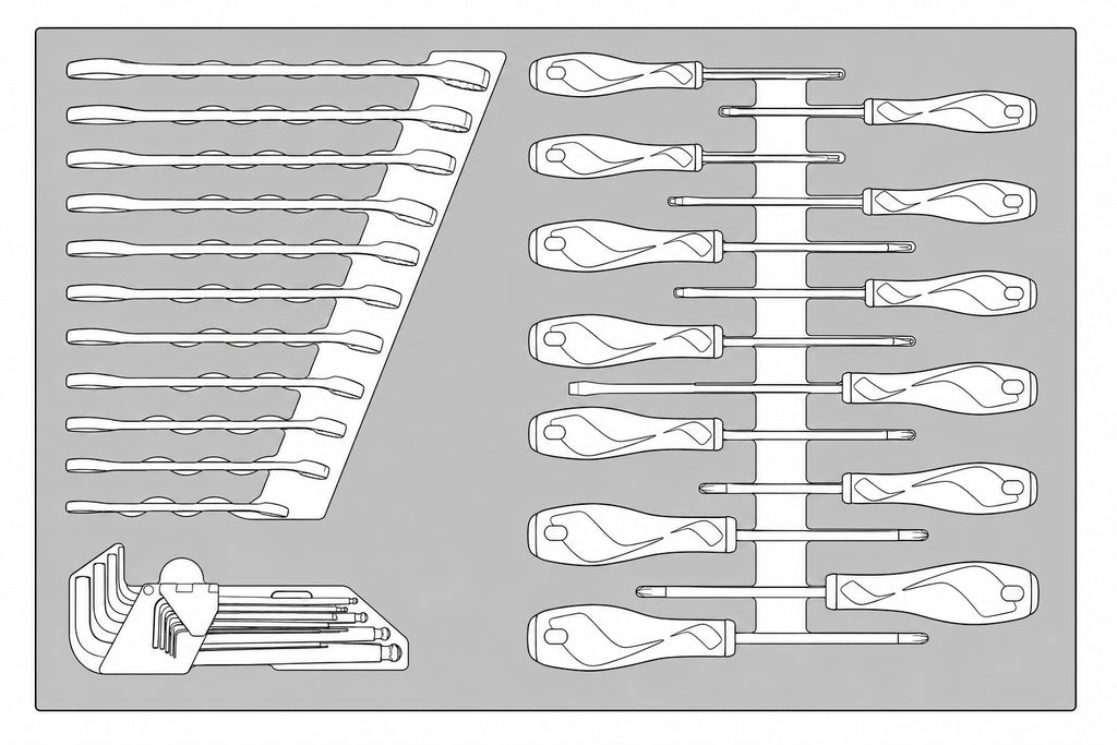 Screwdriver & Spanner Set FOAM4X4 33 Pieces