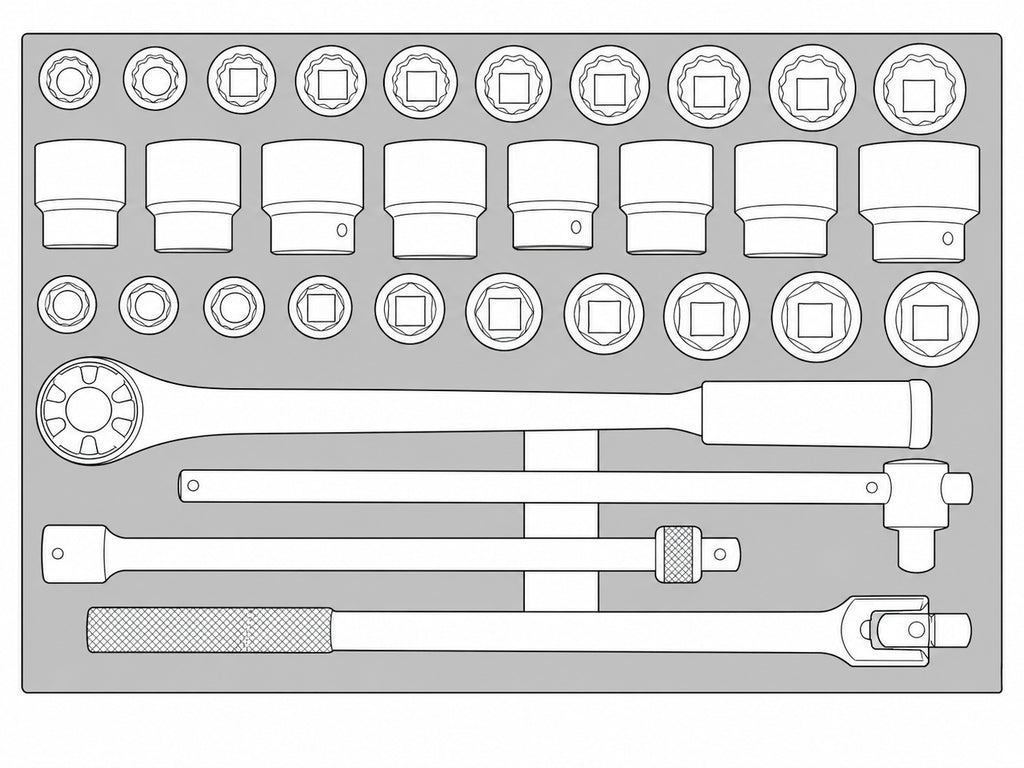 3/4 Socket Set FOAM4X4 32 Pieces