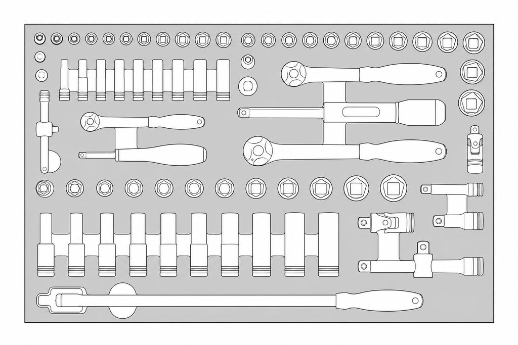 1/4", 3/8" & 1/2" Socket Set FOAM4X4 73 Pieces