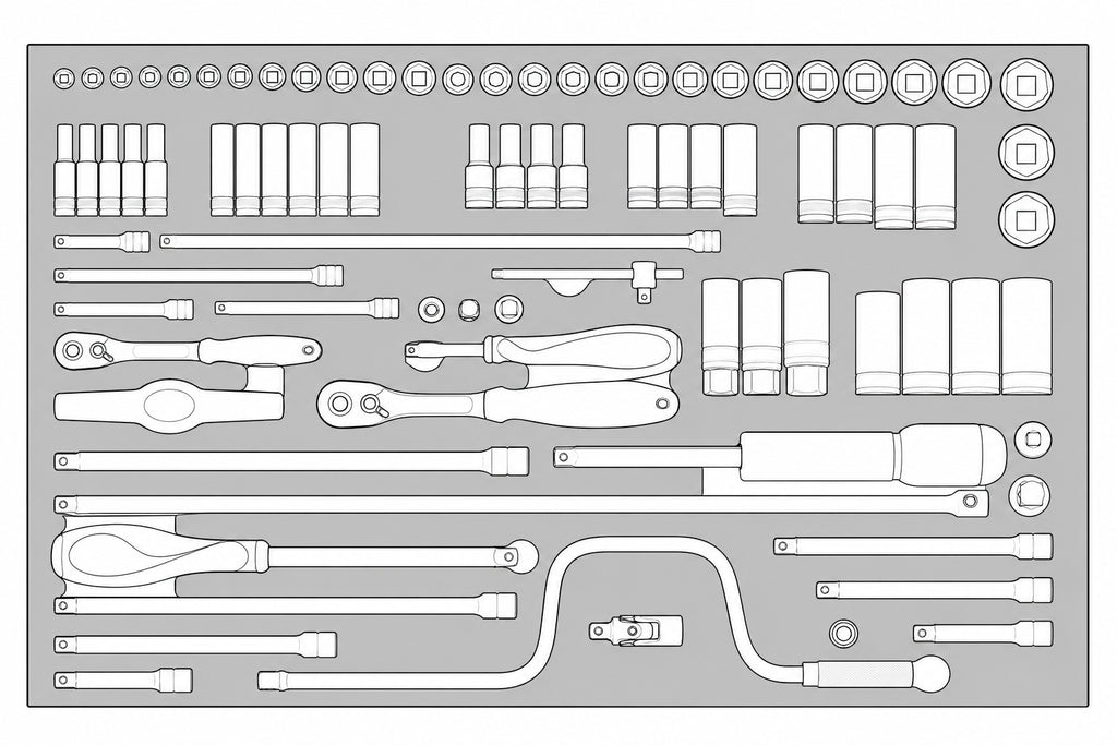1/4 & 3/8 Socket Set FOAM4X4 86 Pieces