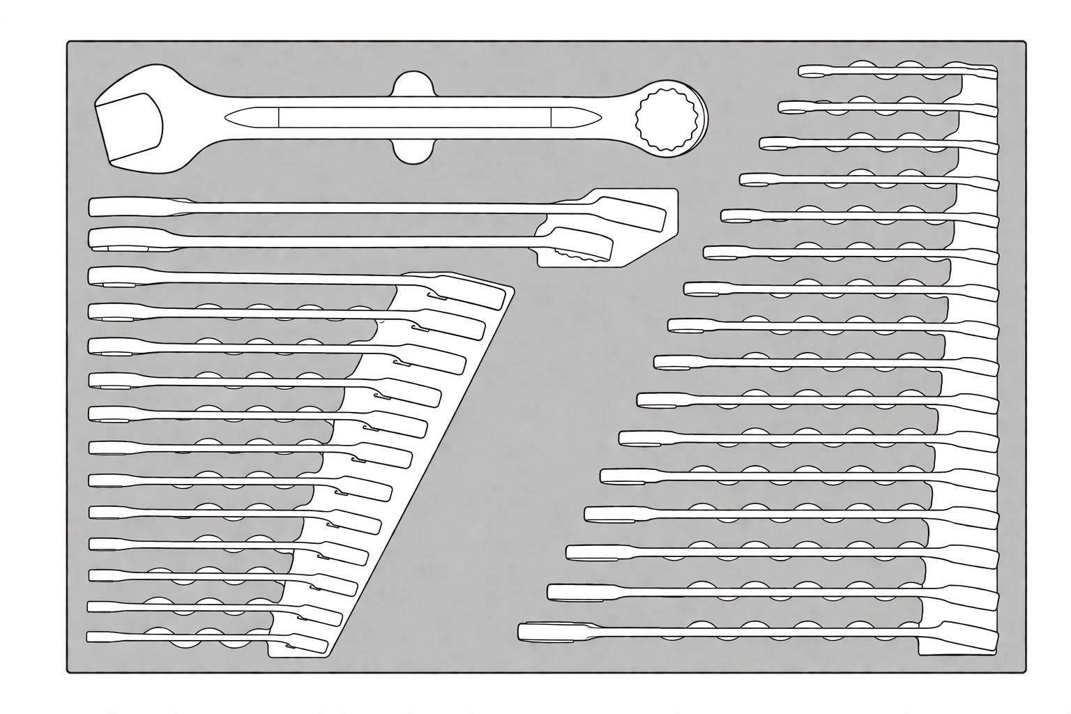 Metric Combination & Ratcheting Spanner Set FOAM4X4 31 Pieces