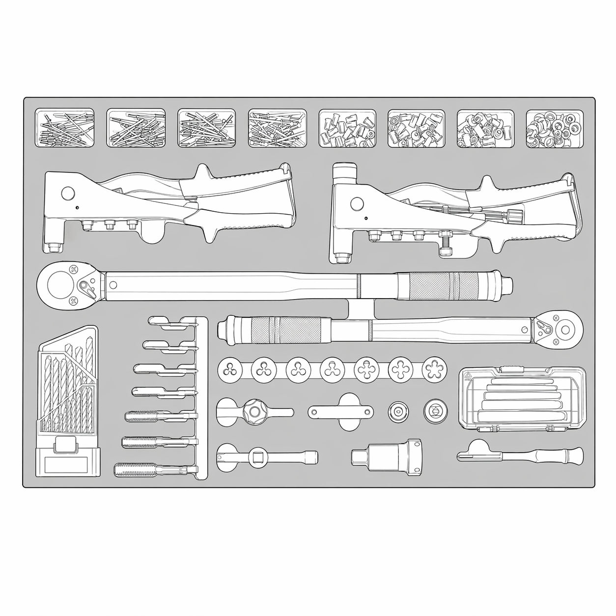 General Service Tool Set FOAM4X4 219 Pieces
