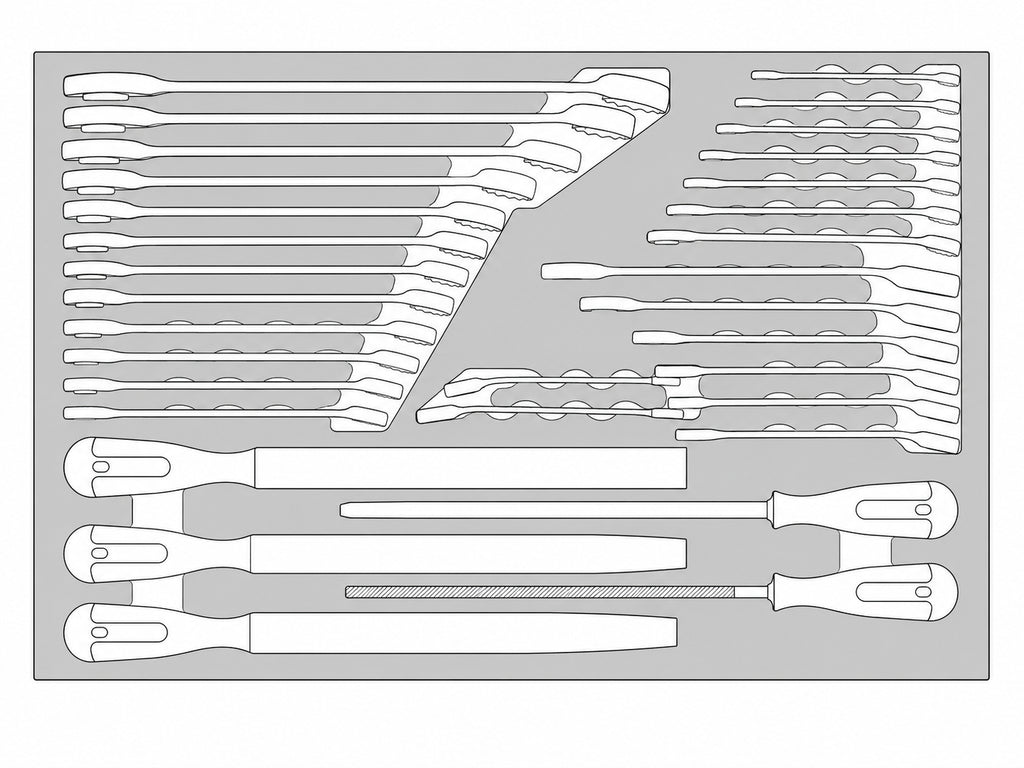 Spanner & File Set FOAM4X4 32 Pieces