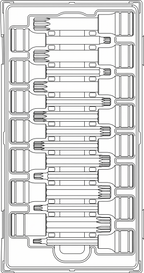 Juego de Vasos Largos para Puntas Ribe® y XZN/Triple Cuadrado con Cuadradillo de 1/2" TT1 de 15 Piezas
