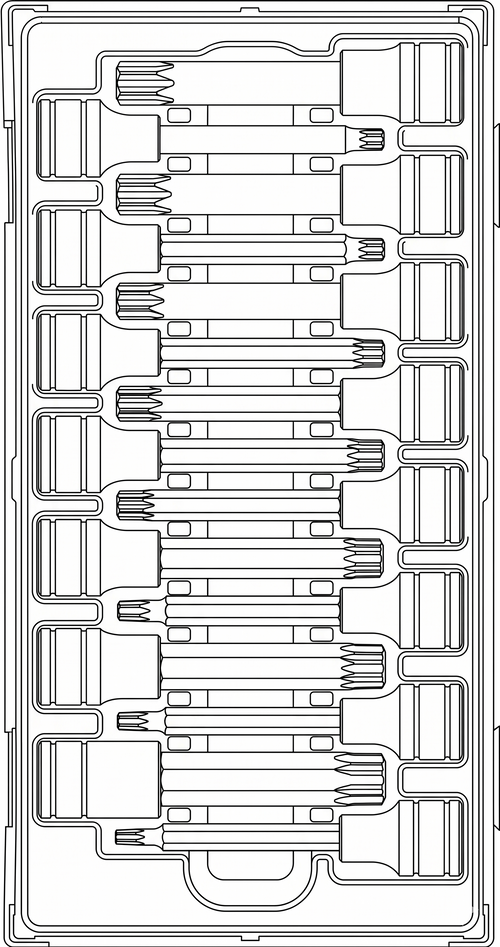1/2 Drive Long Ribe® & XZN/Triple Square Bit Socket Set TT1 15 Pieces