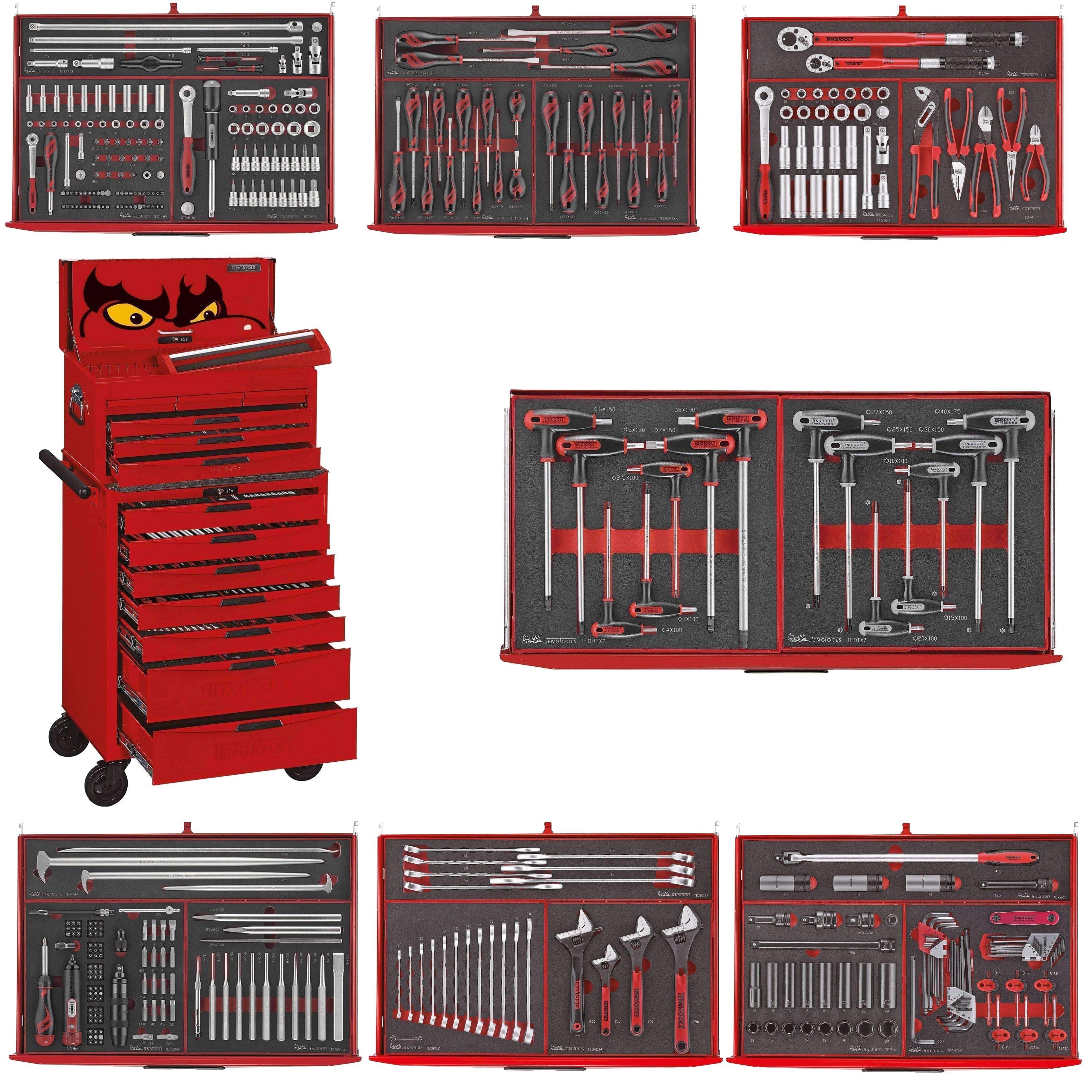 Teng Tools 26" PRO Stack FOAM Tool Kit 417 Pieces Red — TCEMM417N
