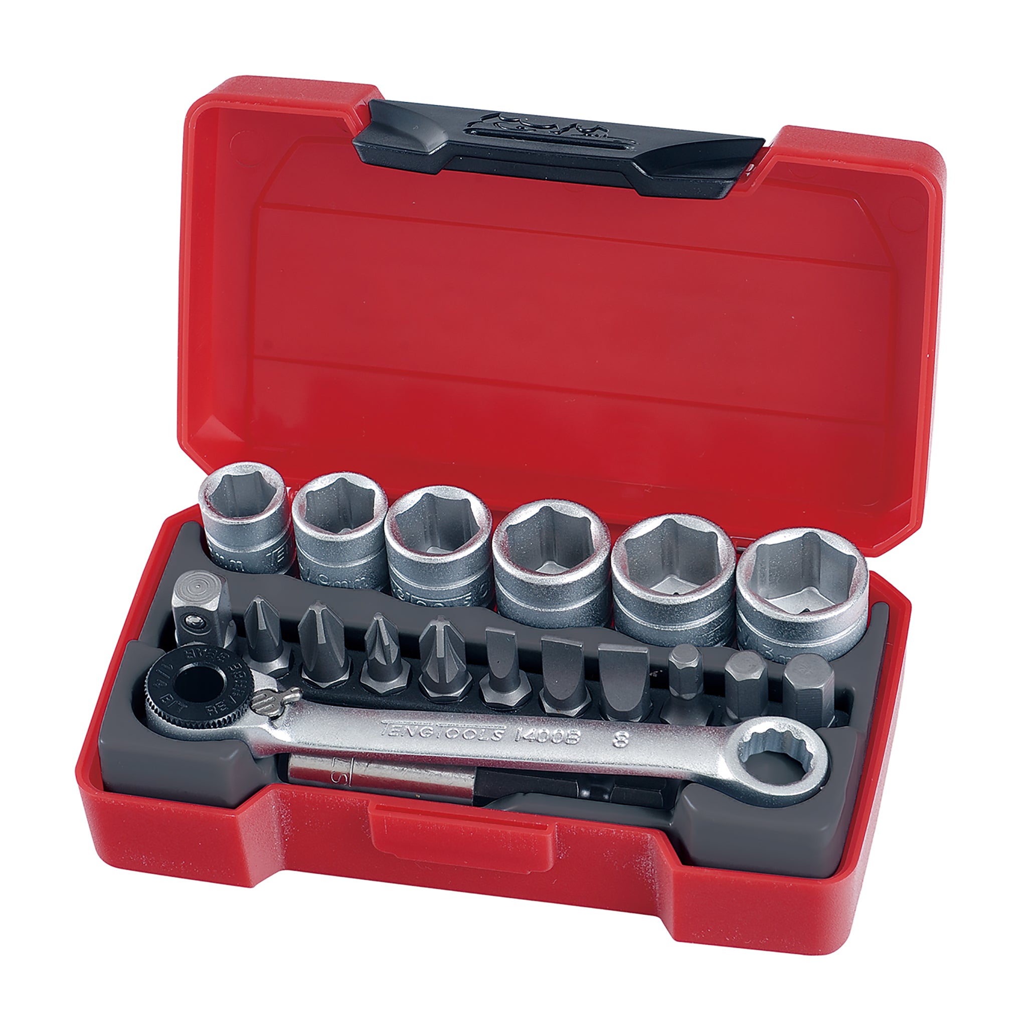 Teng Tools 1/4" Socket Set 6 pt 19 Pieces — T1419