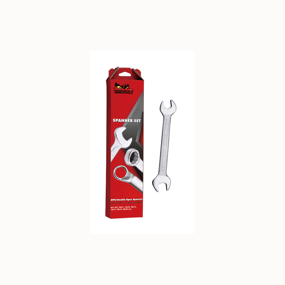Double Open Ended Spanner Set 8 Pieces — Teng Tools 6208