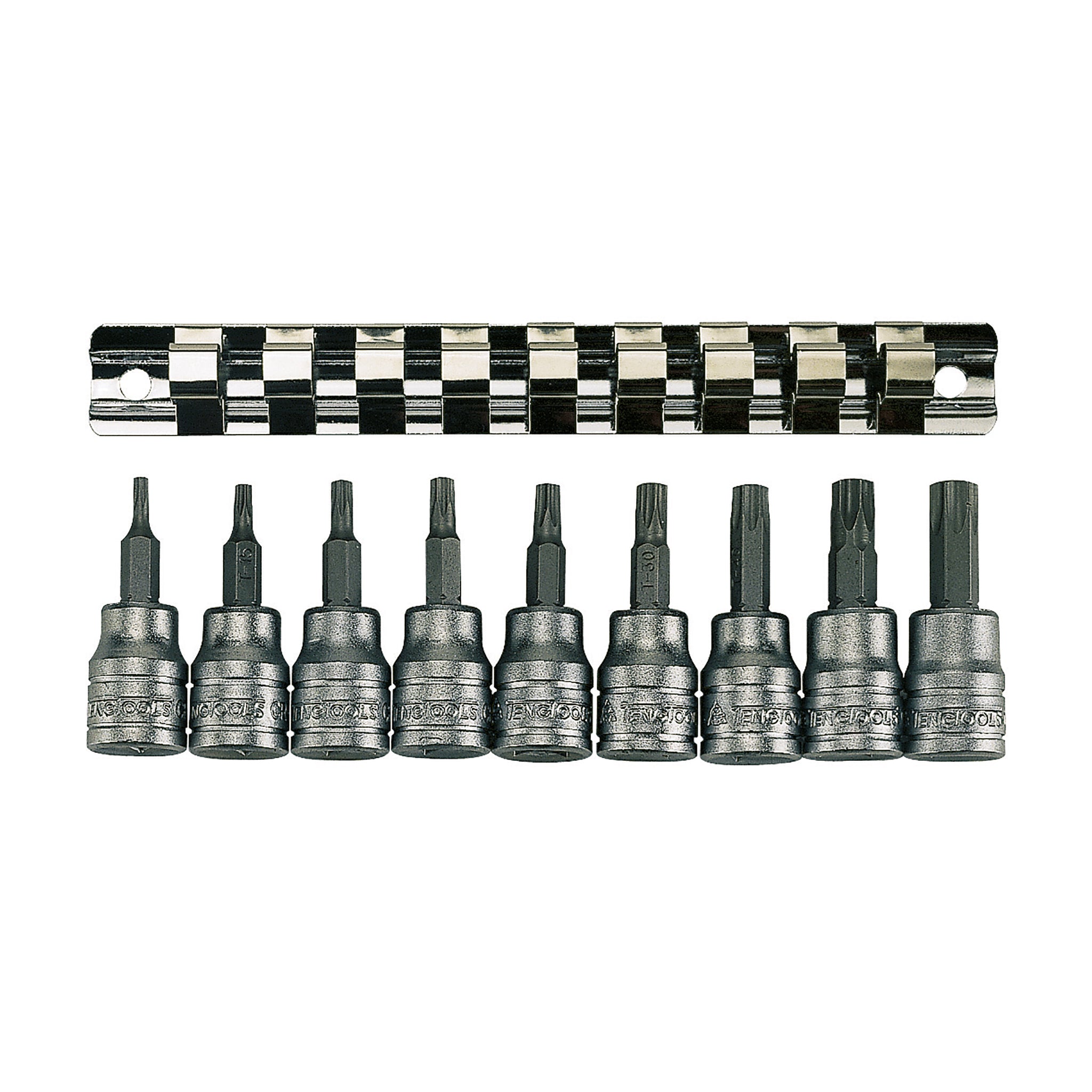3/8 TX Bit Socket Clip Rail Set 9 Pieces — Teng Tools M3813TX