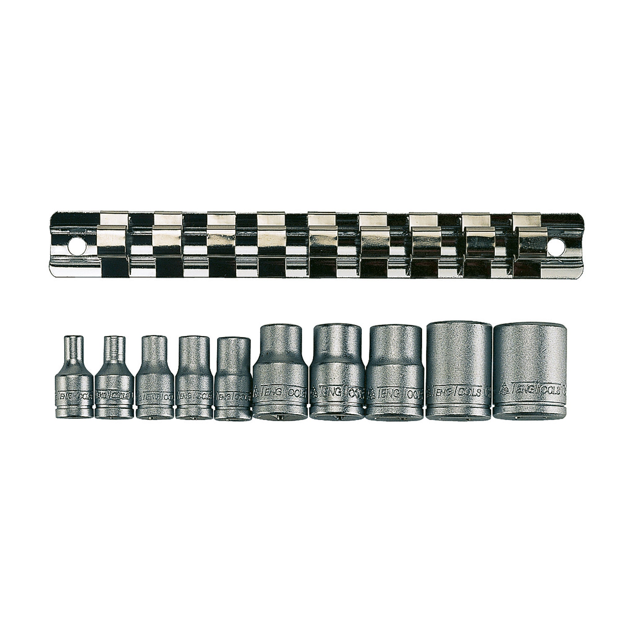 1/4 & 3/8 TX-E Socket Clip Rail Set 10 Pieces — Teng Tools M3814
