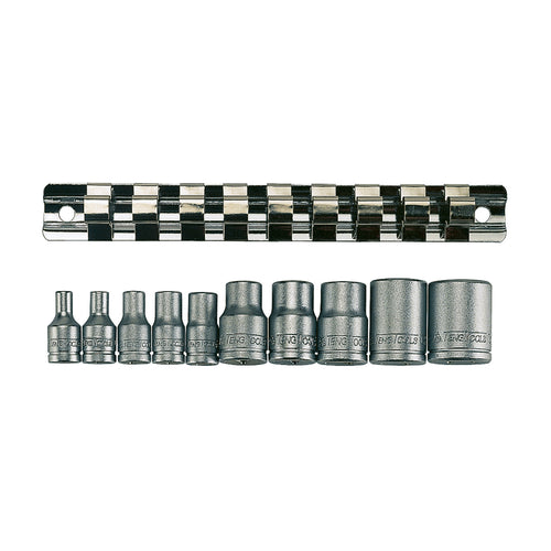 1/4 & 3/8 TX-E Socket Clip Rail Set 10 Pieces — Teng Tools M3814