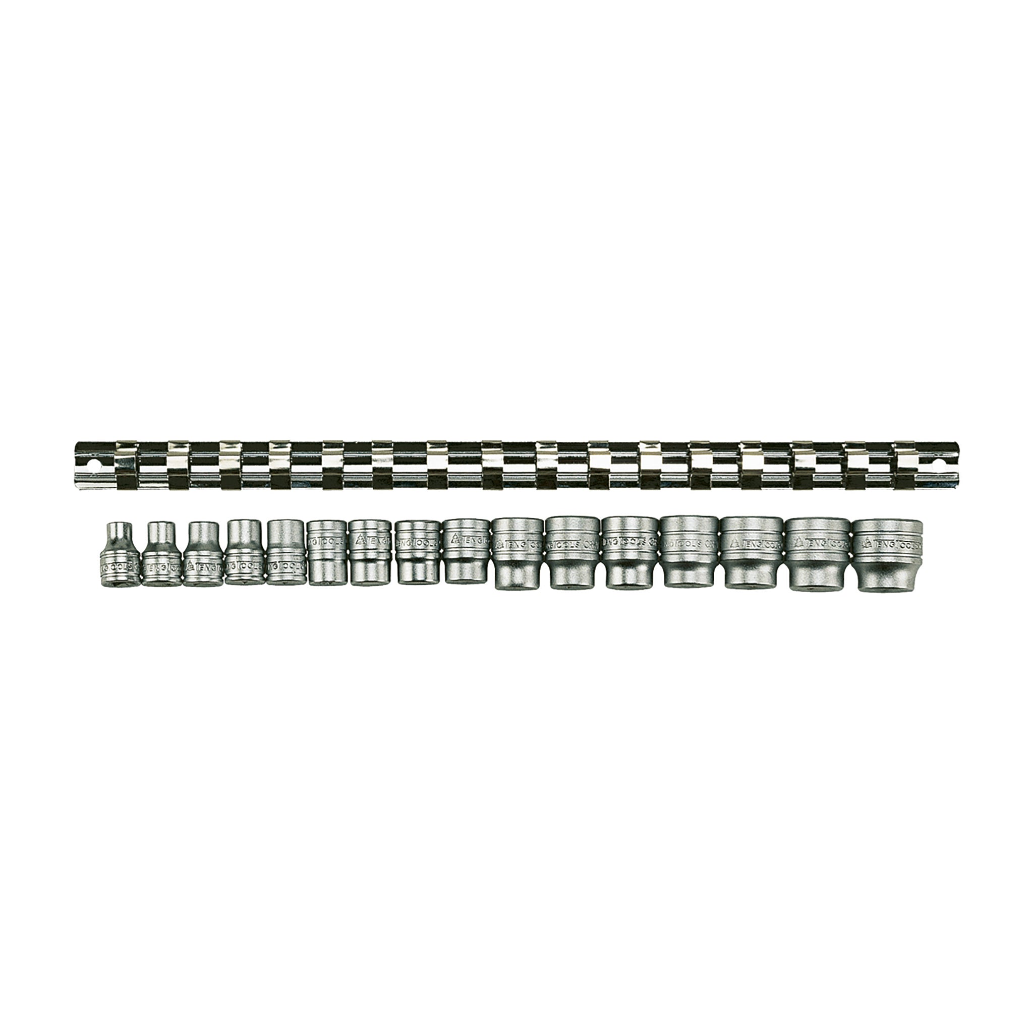 3/8 Socket Clip Rail Set 6 Pt 16 Pieces — Teng Tools M3816
